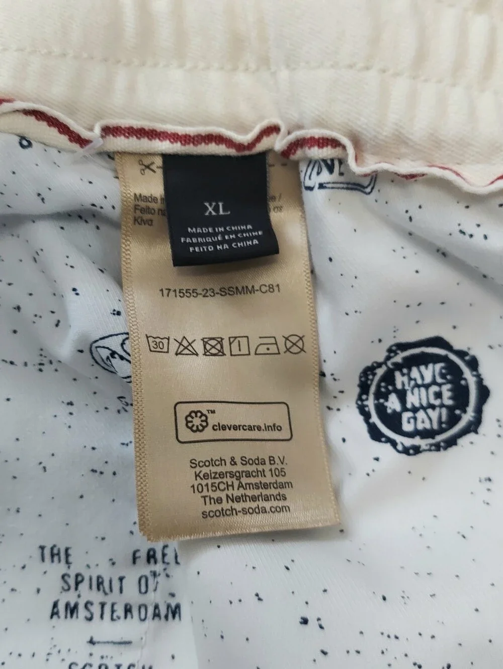 Scotch & Soda Amsterdam Fave Light Blue Organic Cotton Linen Mens Shorts XL*